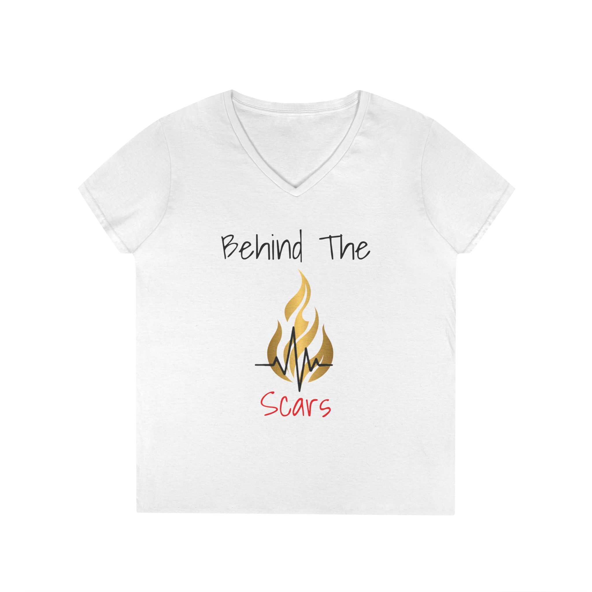 Behind The Scars Ladies' V-Neck Tee