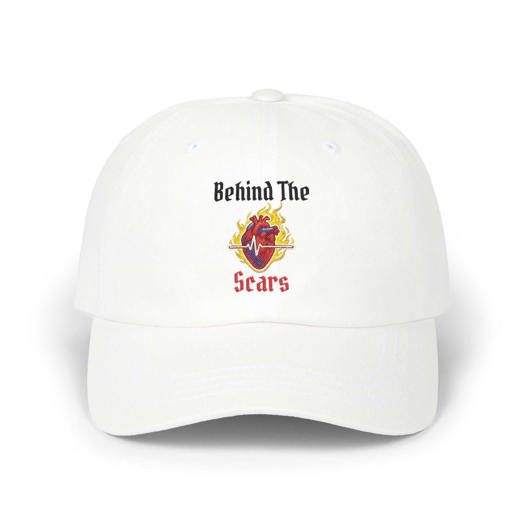 Behind The Scars Flaming Heart Embroidered Dad Cap