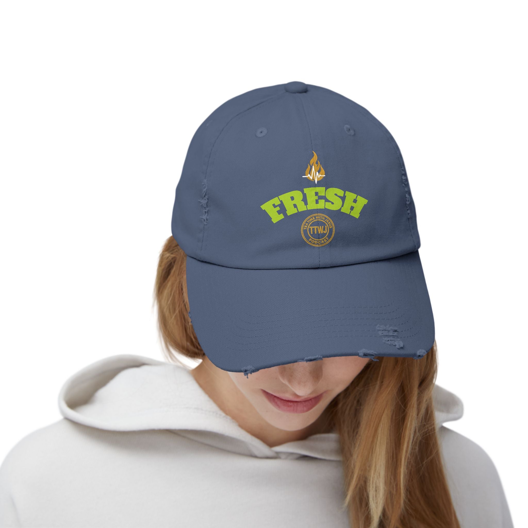 Tea Time with Jesus FRESH Distressed Cap