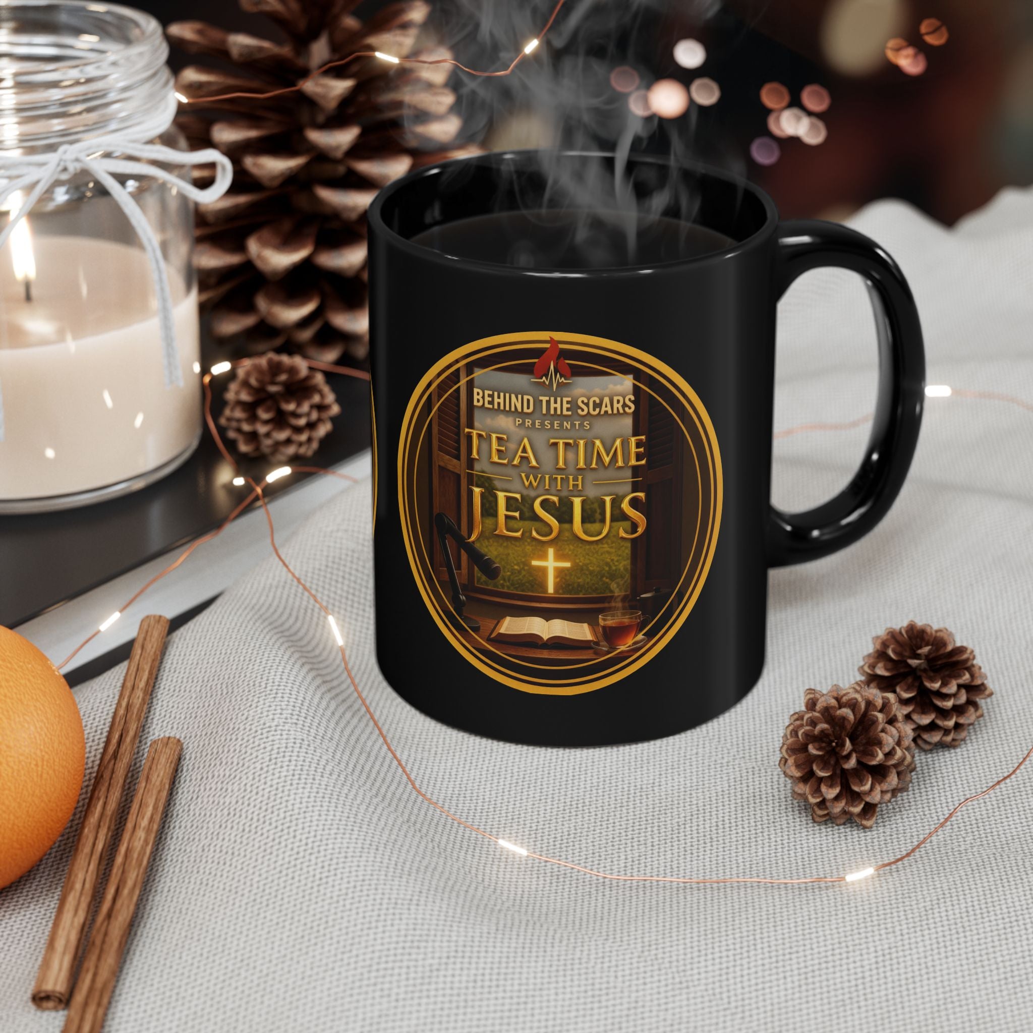 Jesus Tea Time Black Mug - 11oz & 15oz