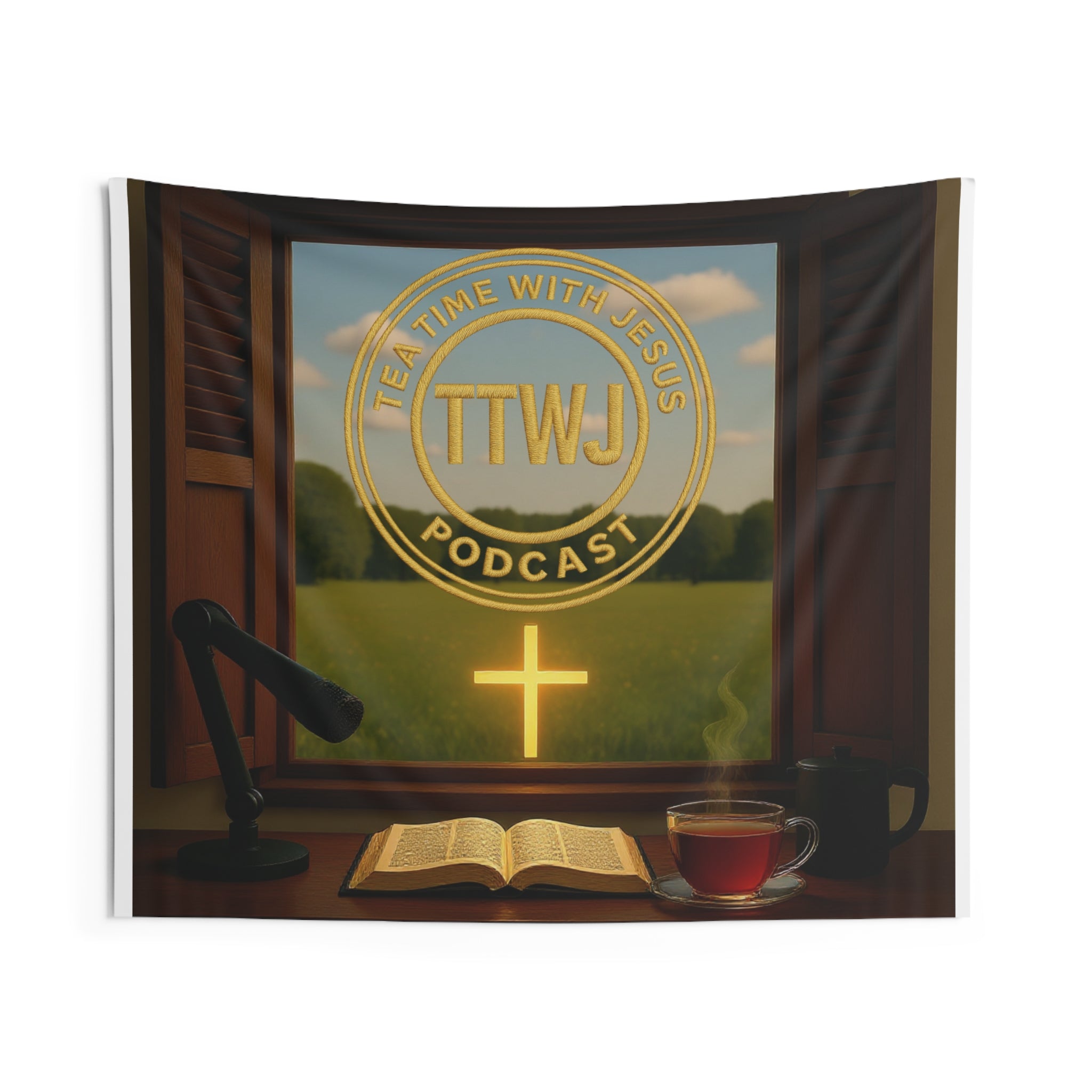 Tea Time With Jesus Podcast Indoor Wall Tapestry