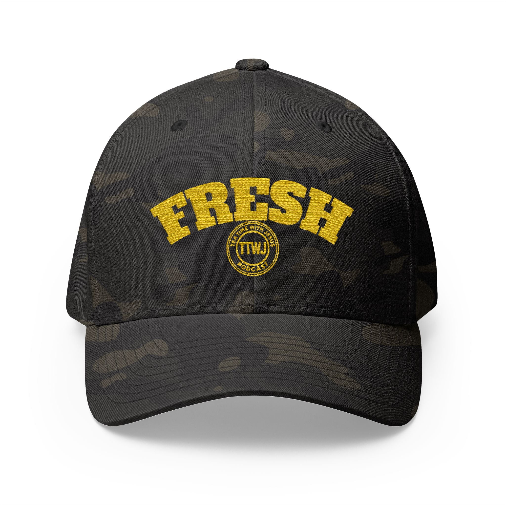 Fresh Embroidered Baseball Cap — Yellow 'FRESH' Design
