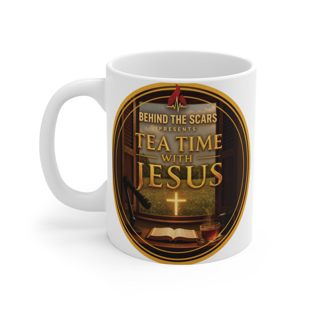 Tea Time with Jesus White Mug