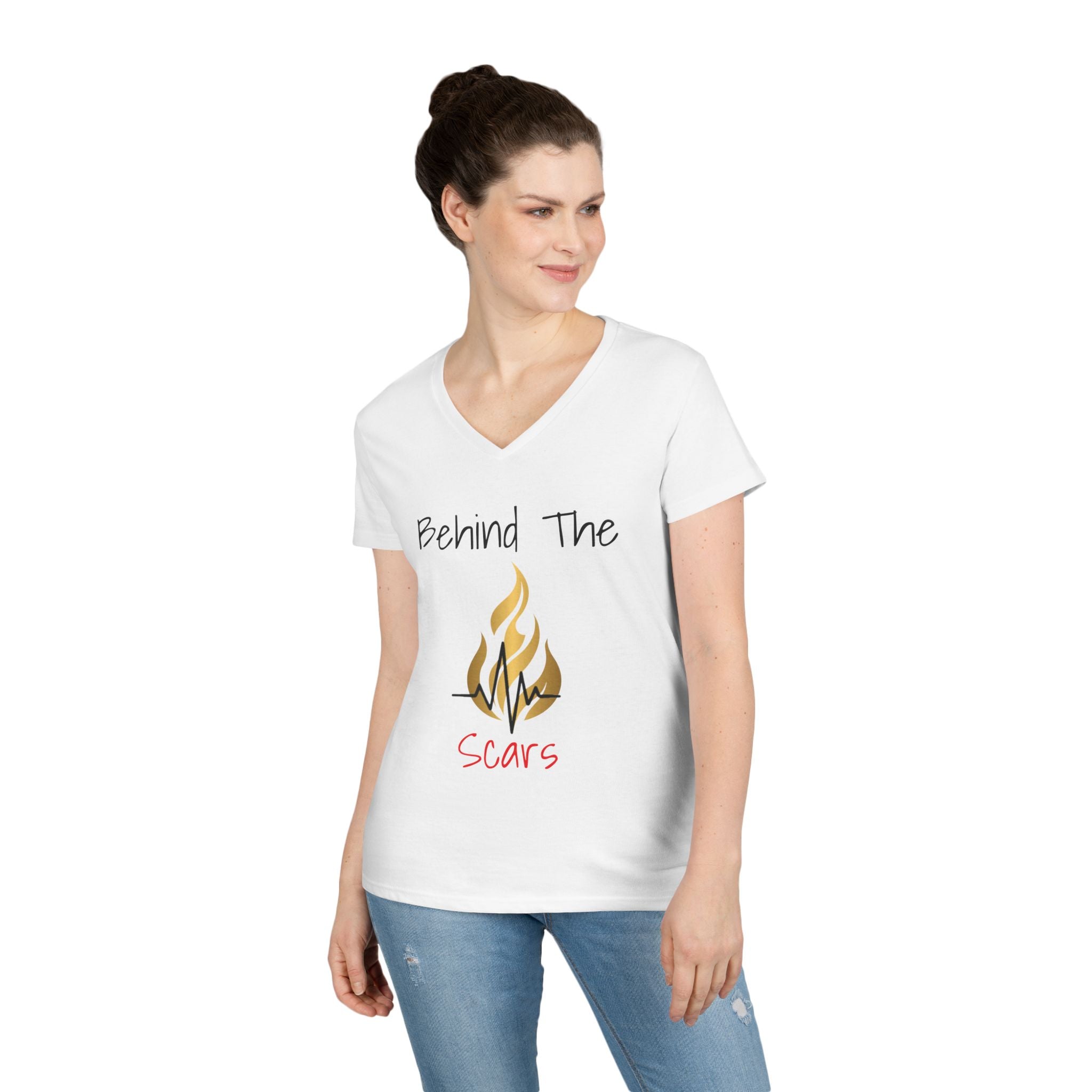 Behind The Scars Ladies' V-Neck Tee