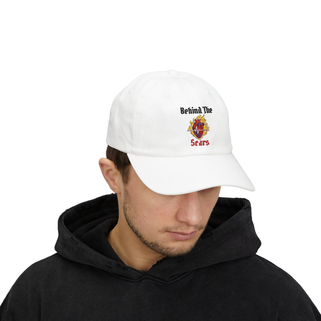 Behind The Scars Flaming Heart Embroidered Dad Cap