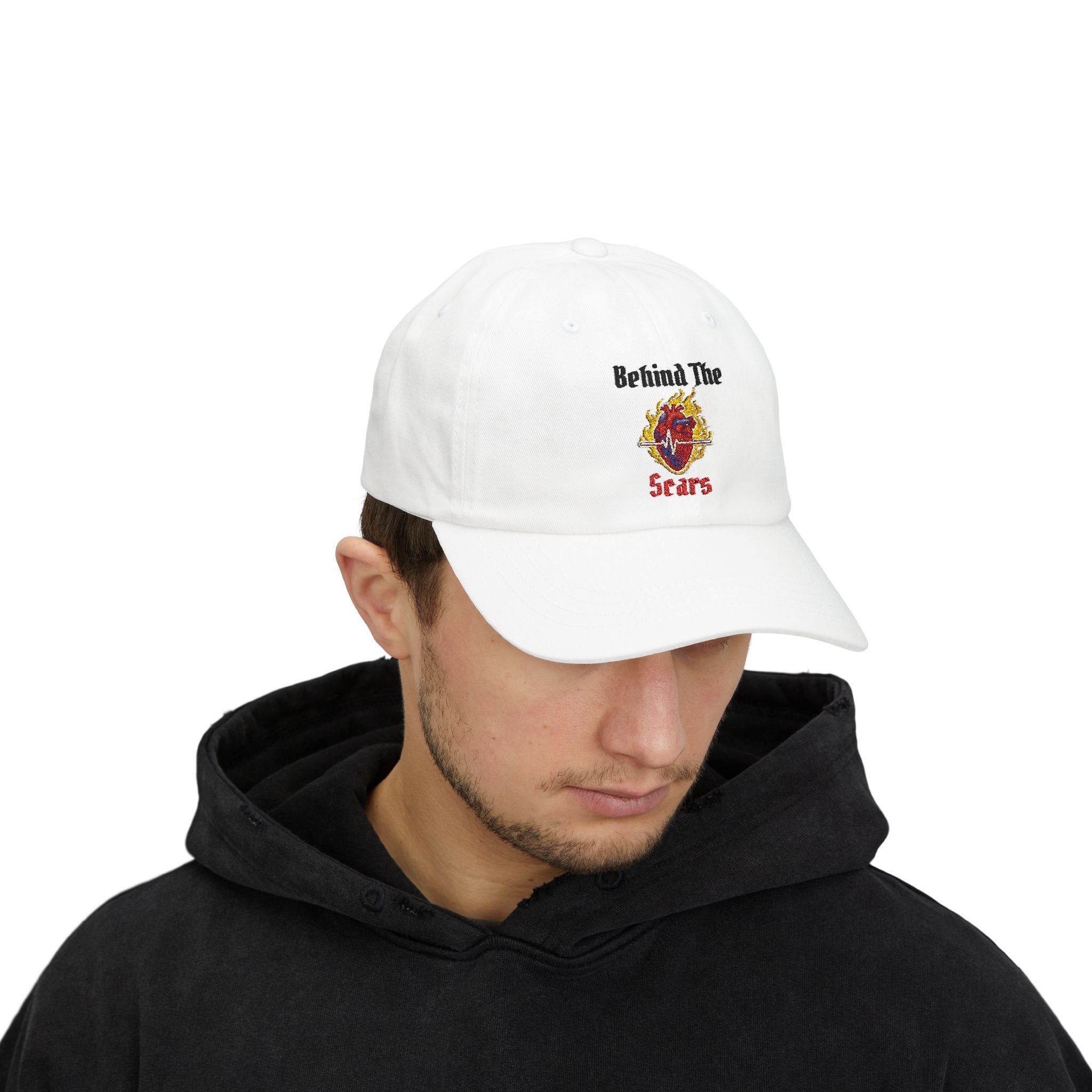 Behind The Scars Flaming Heart Embroidered Dad Cap