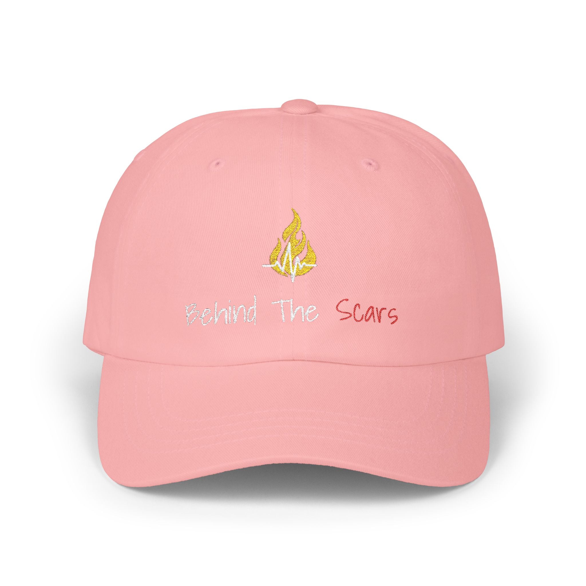 Embroided White Text 'Behind The Scars' Dad Cap
