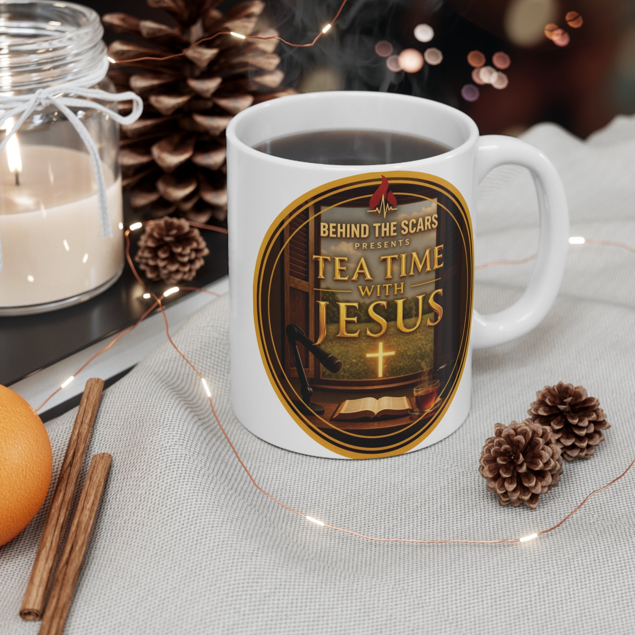 Tea Time with Jesus White Mug