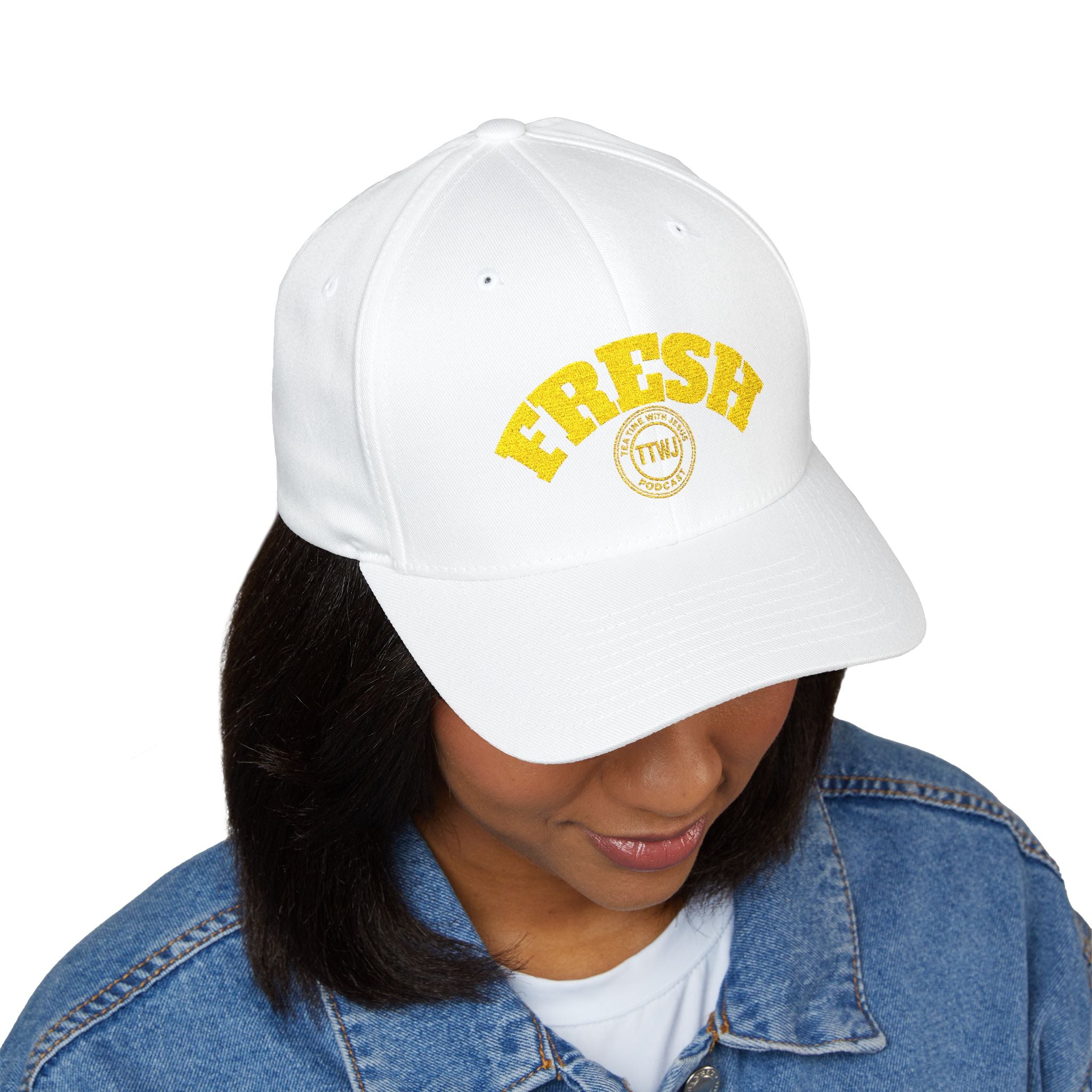 Fresh Embroidered Baseball Cap — Yellow 'FRESH' Design