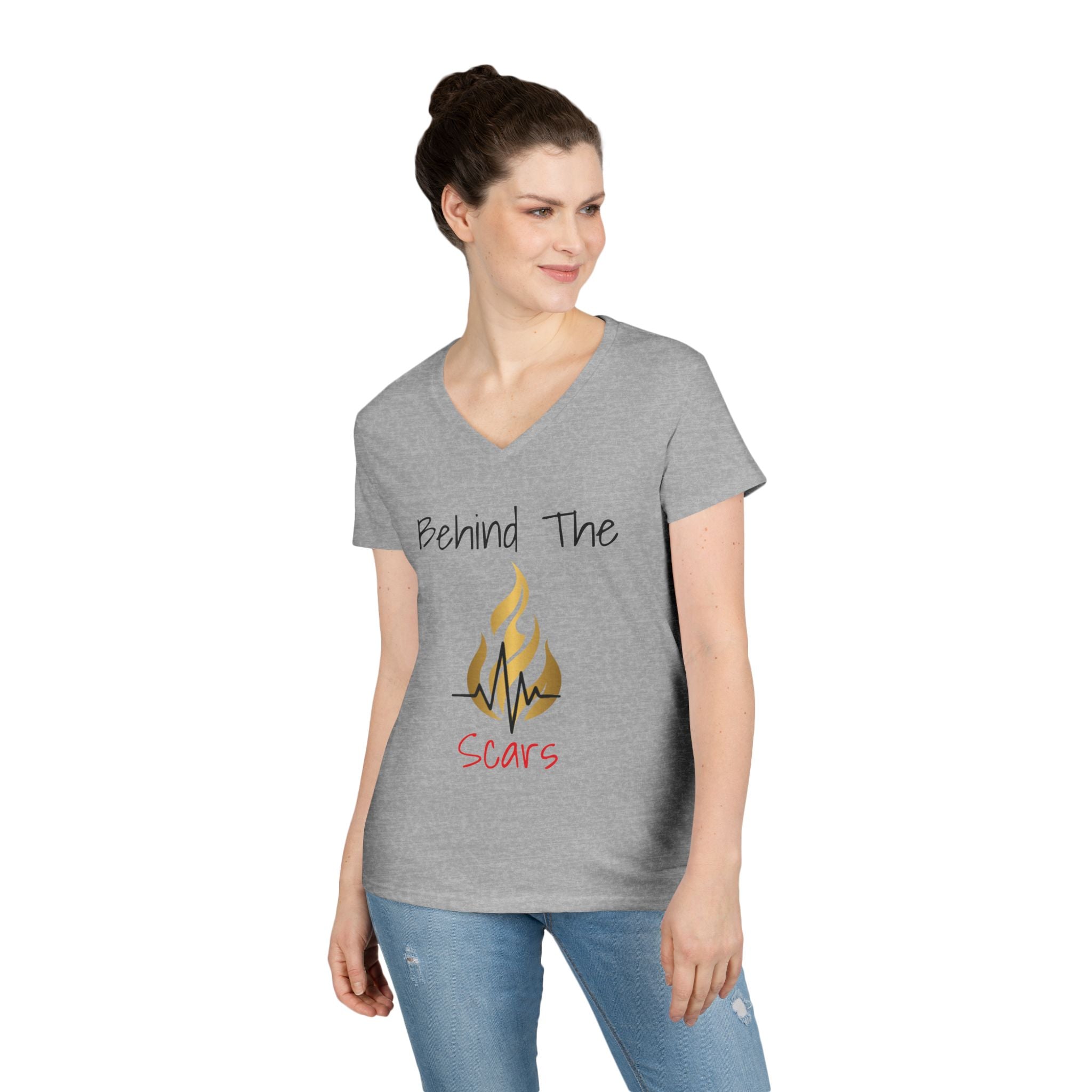 Behind The Scars Ladies' V-Neck Tee