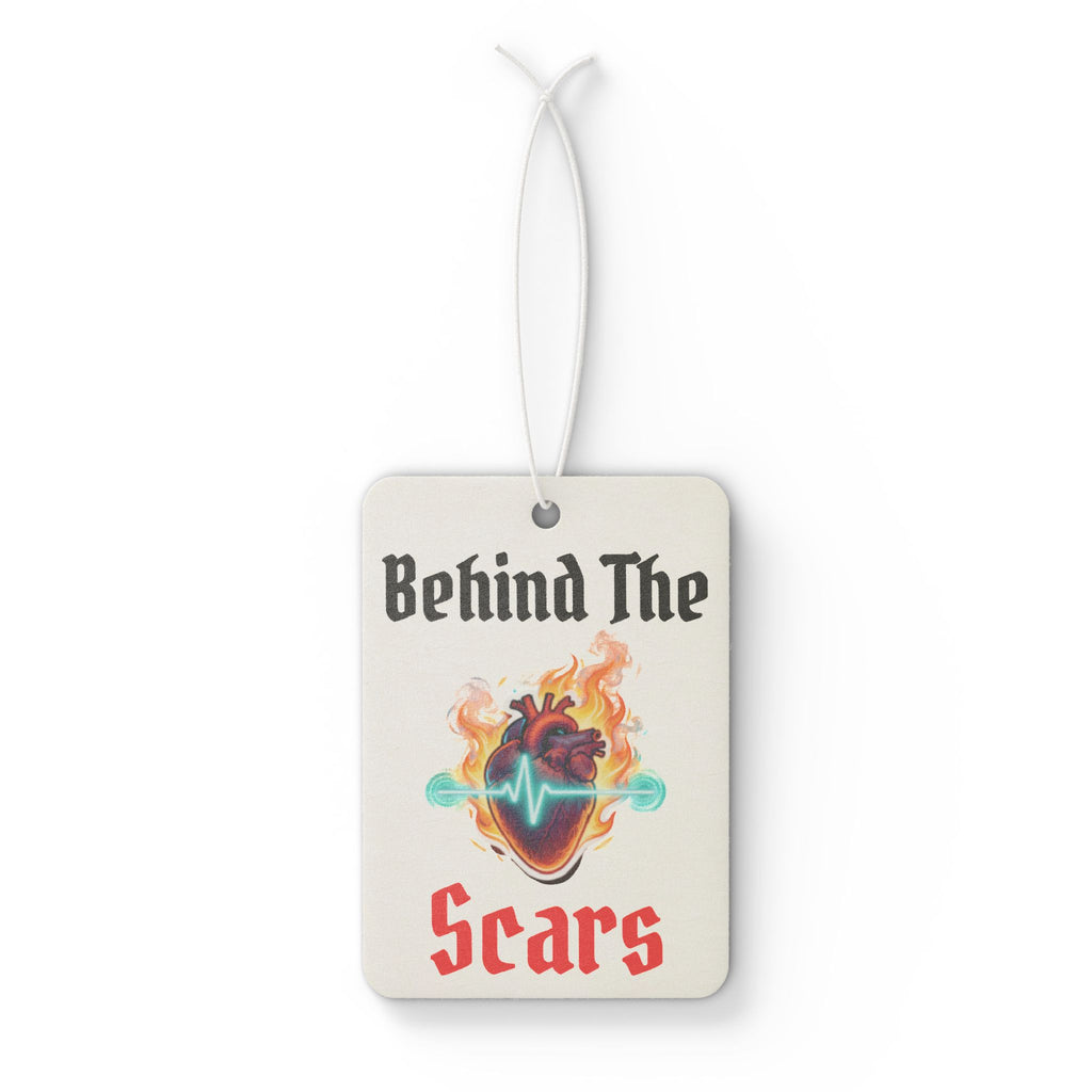 Behind The Scars Car Air Freshener — Flaming Heart Design