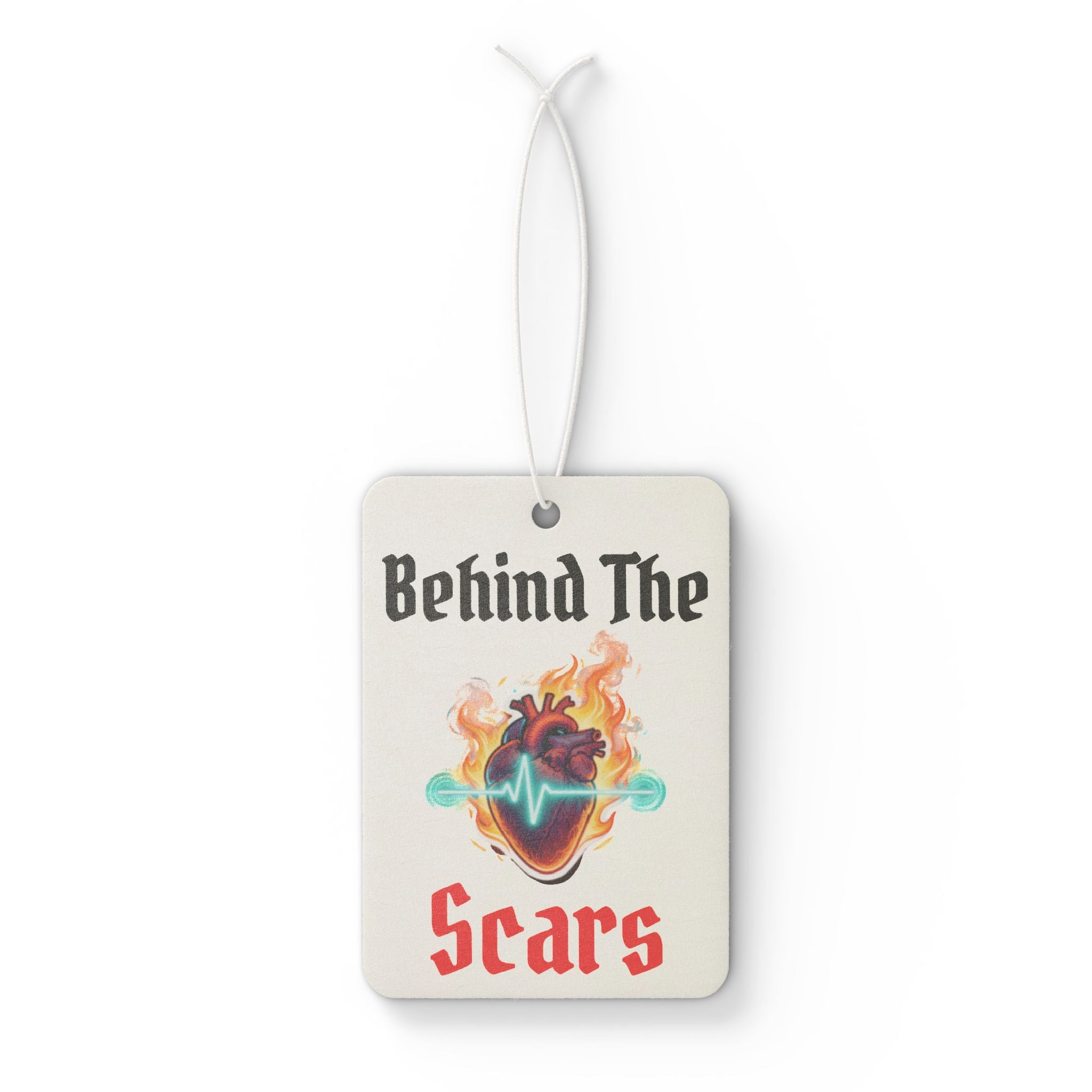 Behind The Scars Car Air Freshener — Flaming Heart Design
