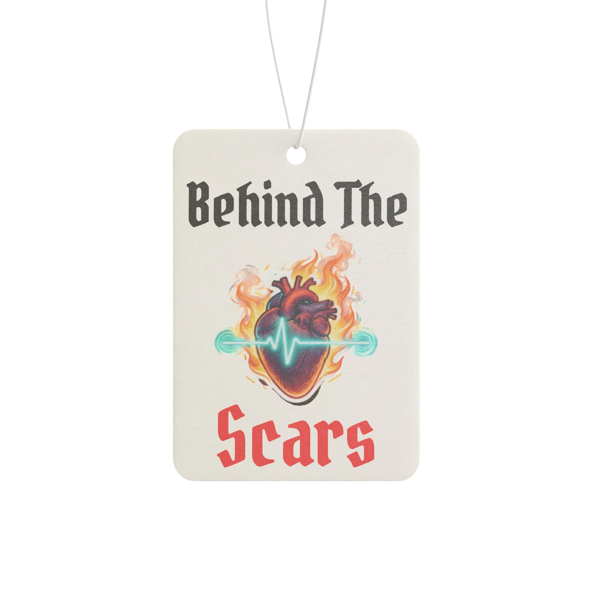 Behind The Scars Car Air Freshener — Flaming Heart Design