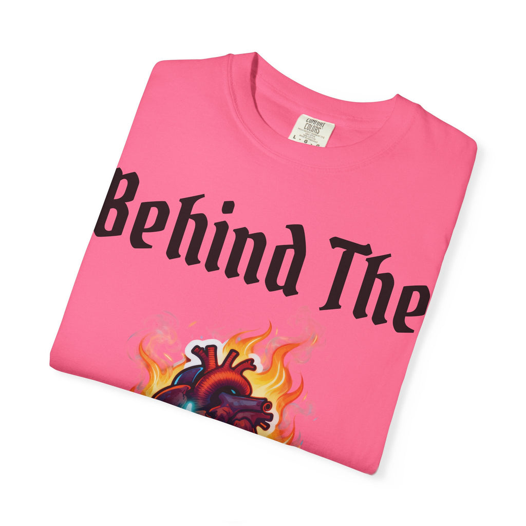 Graphic T-Shirt — "Behind The Scars" Flaming Heart Design