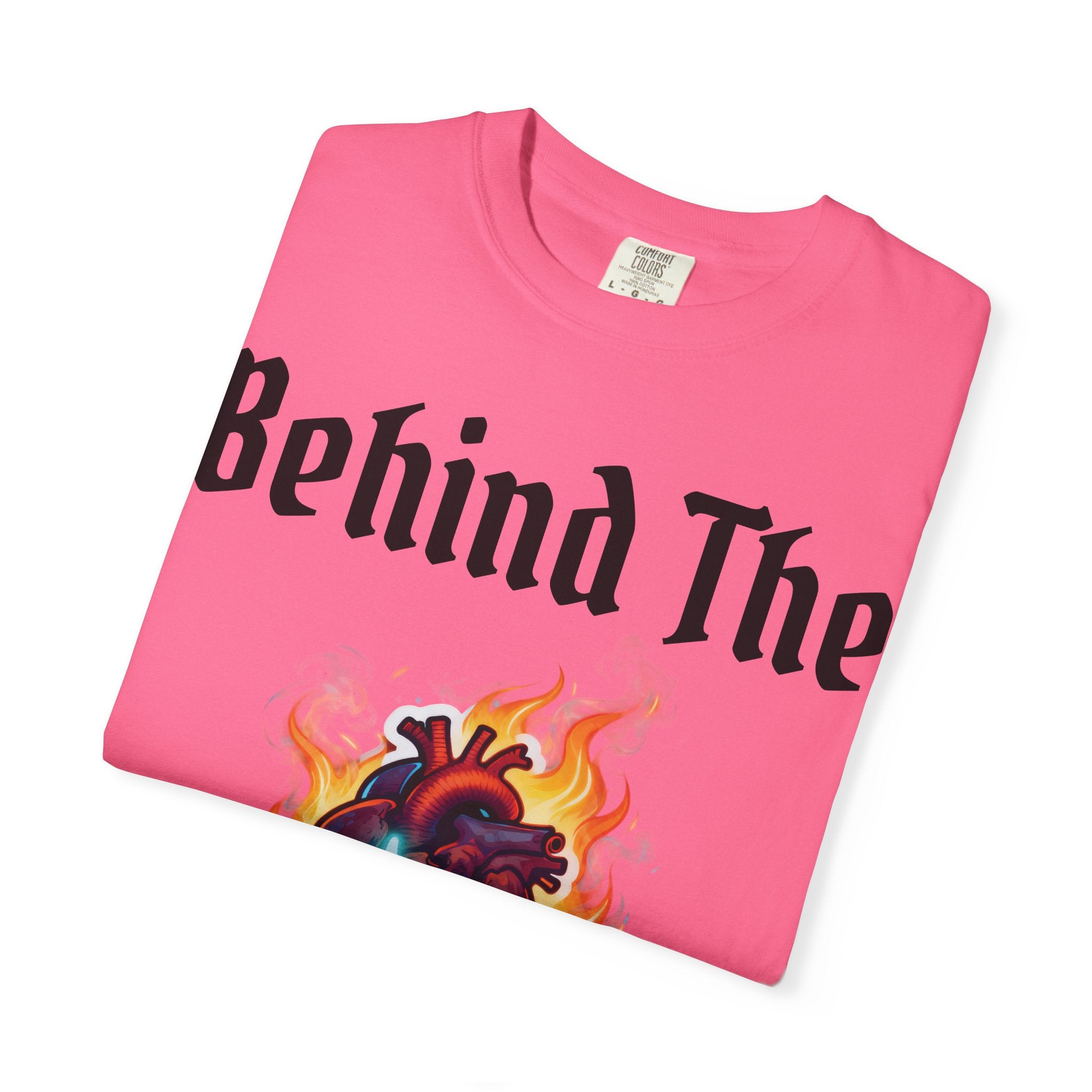 Graphic T-Shirt — "Behind The Scars" Flaming Heart Design