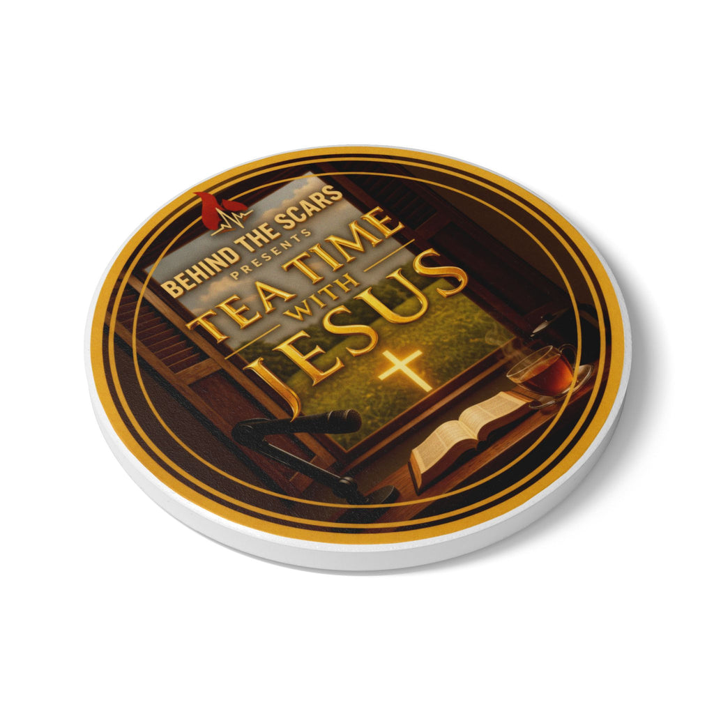 Ceramic Coaster — “Tea Time with Jesus” Drink Coaster