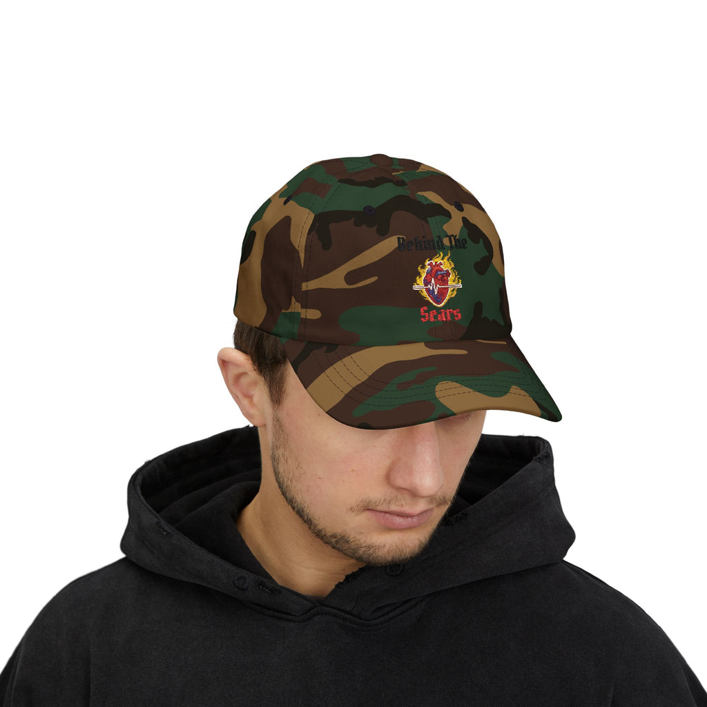 Behind The Scars Flaming Heart Embroidered Dad Cap