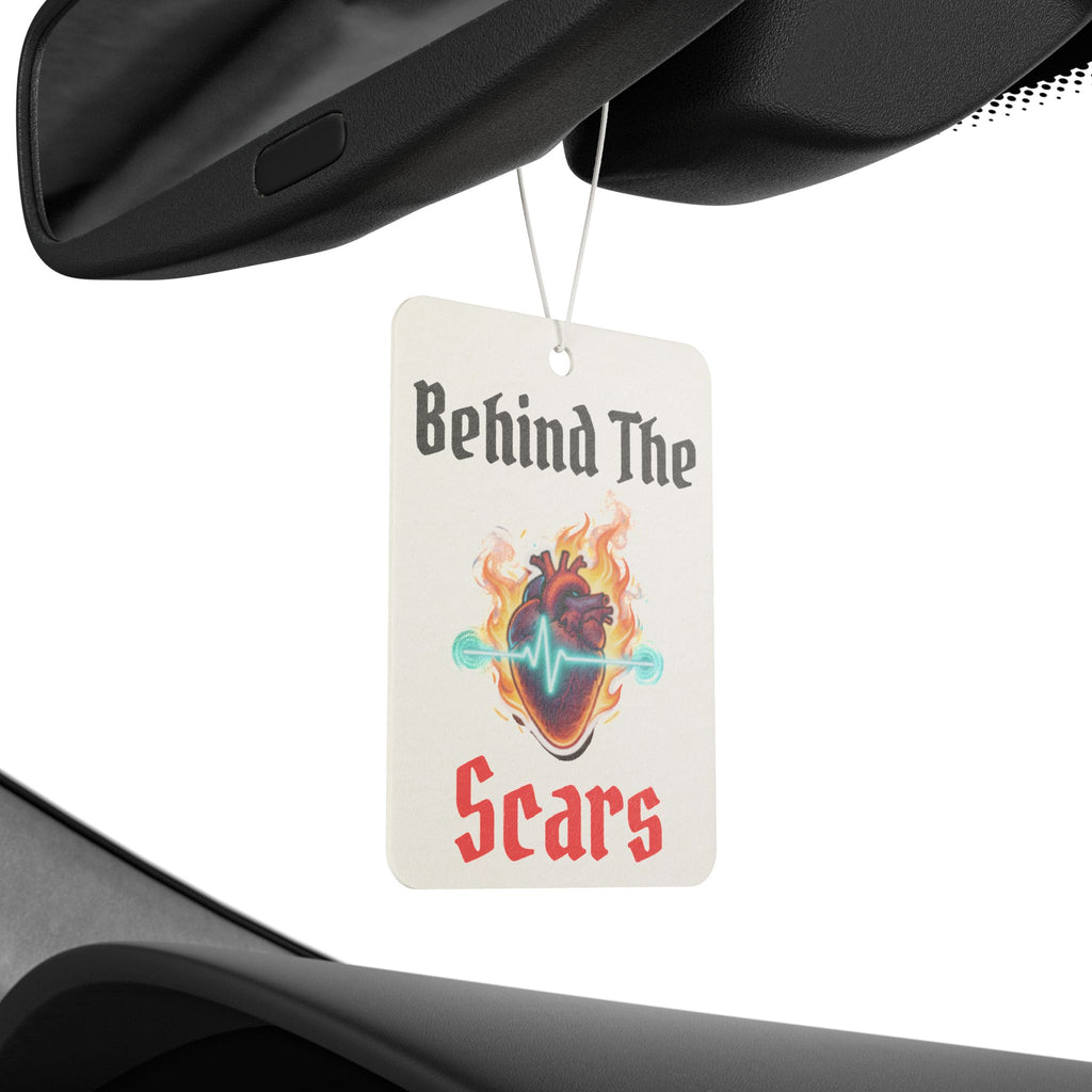 Behind The Scars Car Air Freshener — Flaming Heart Design