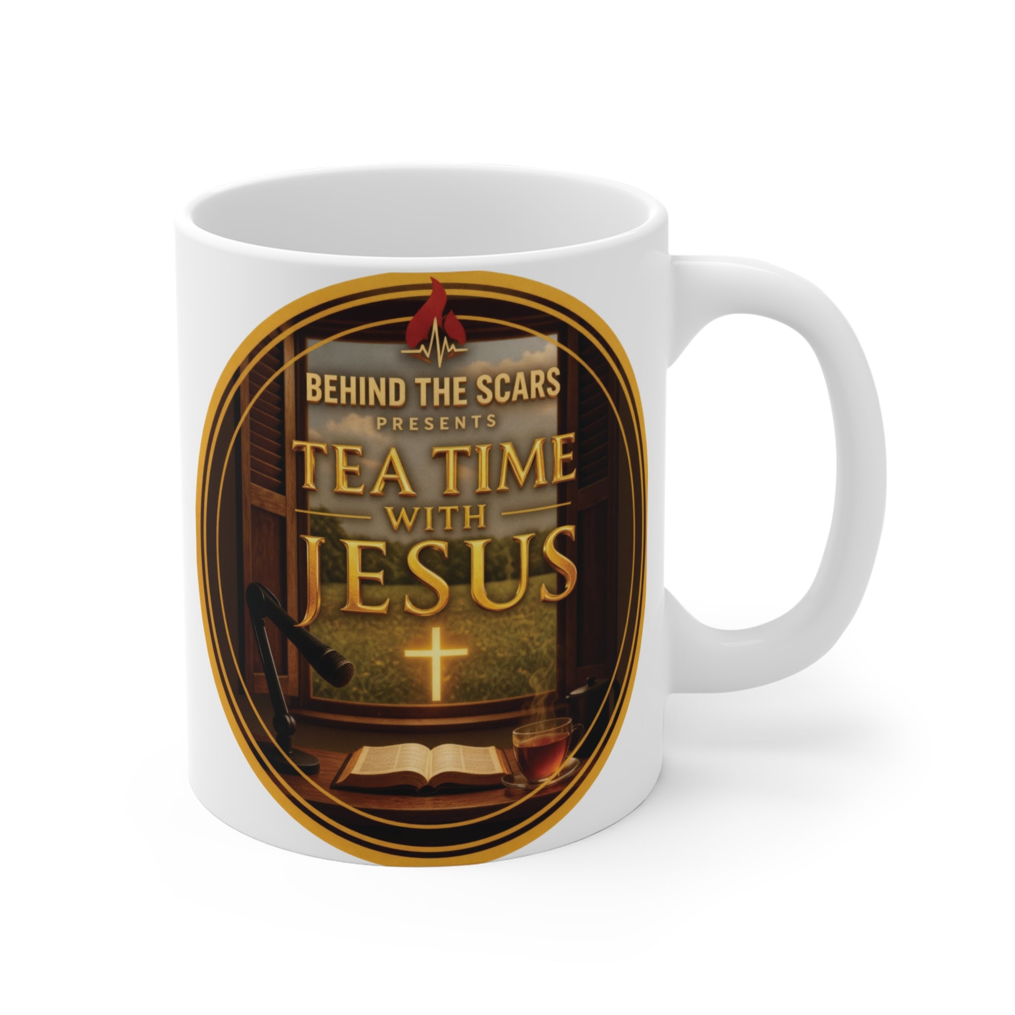 Tea Time with Jesus White Mug
