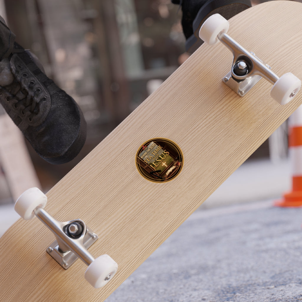 Round Transparent Sticker – "Tea Time with Jesus" Decal