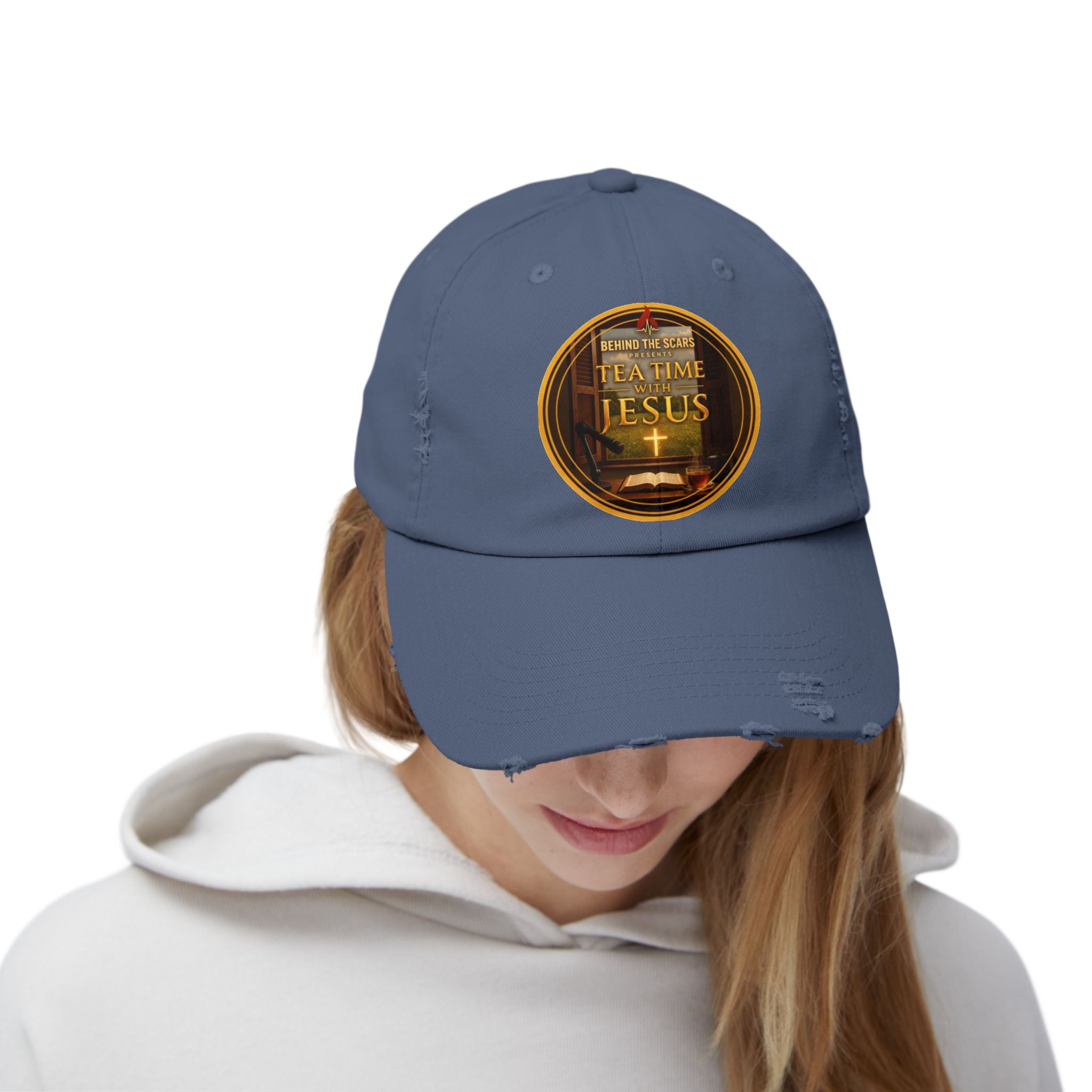Tea Time with Jesus Distressed Cap
