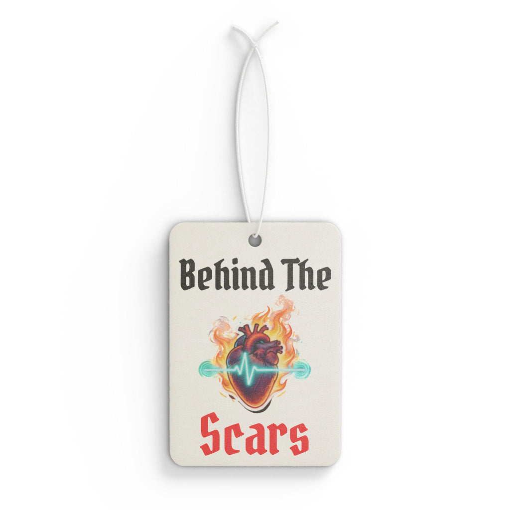 Behind The Scars Car Air Freshener — Flaming Heart Design