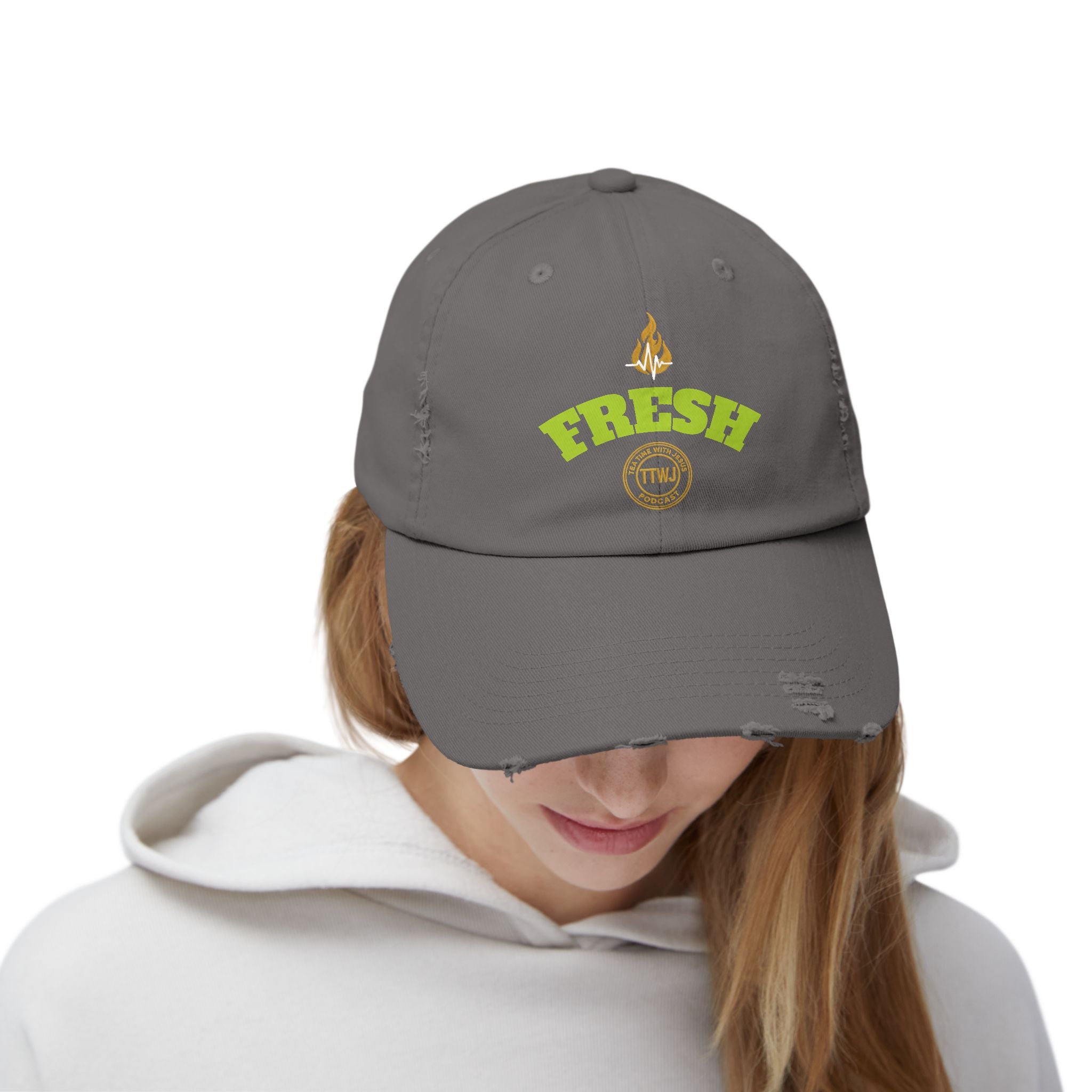 Tea Time with Jesus FRESH Distressed Cap