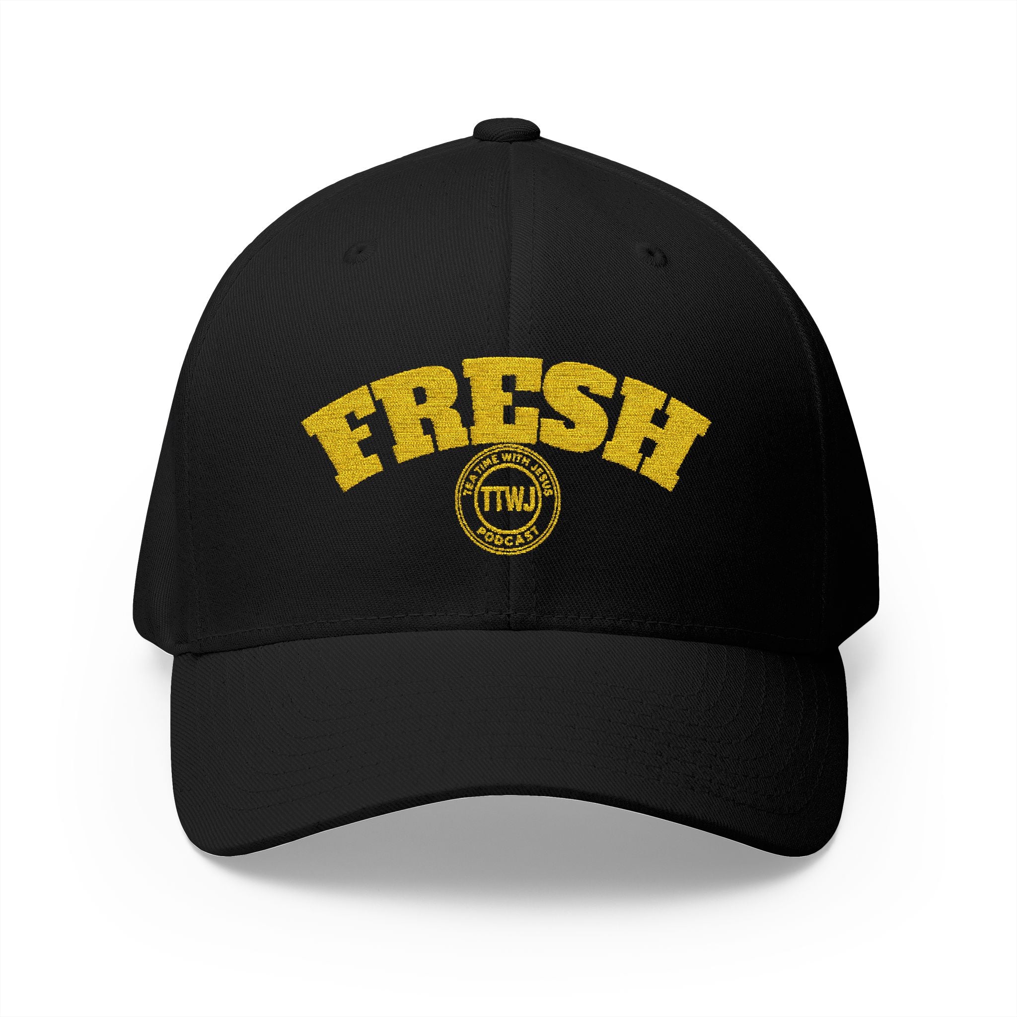 Fresh Embroidered Baseball Cap — Yellow 'FRESH' Design