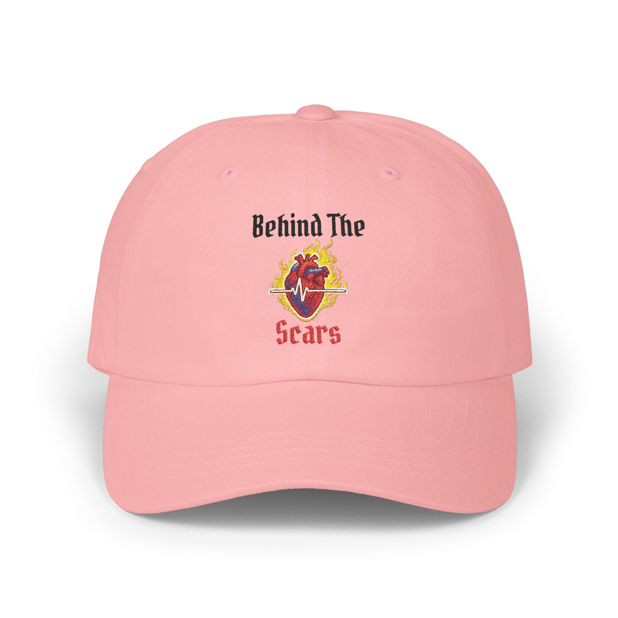 Behind The Scars Flaming Heart Embroidered Dad Cap