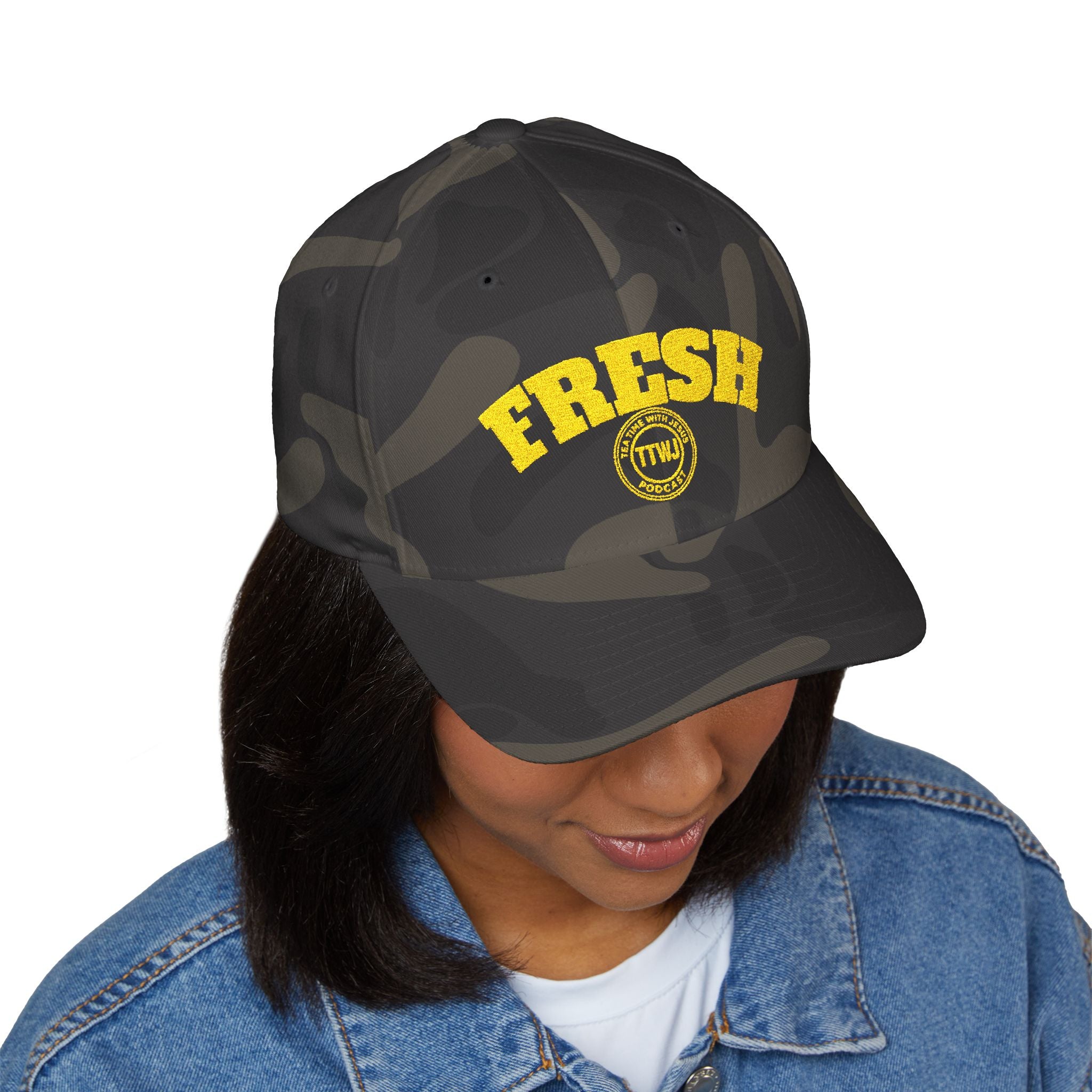 Fresh Embroidered Baseball Cap — Yellow 'FRESH' Design
